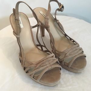 Zara nude suede heeled sandals 7.5
